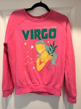 Midnight Rider Virgo Graphic Sweatshirt - Pink with Green Accent